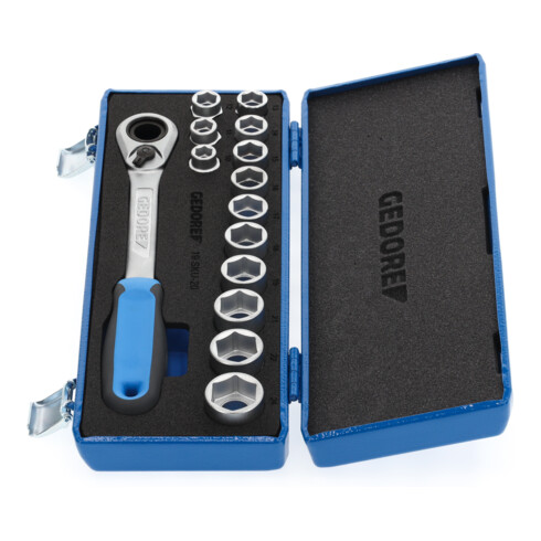 Gedore Steckschlüsselsatz, Set 14-teilig, 6-kant, 1/2 Zoll, 10-24mm, Werkzeug, Nüsse Knarre, für KFZ, 19 SKU 20