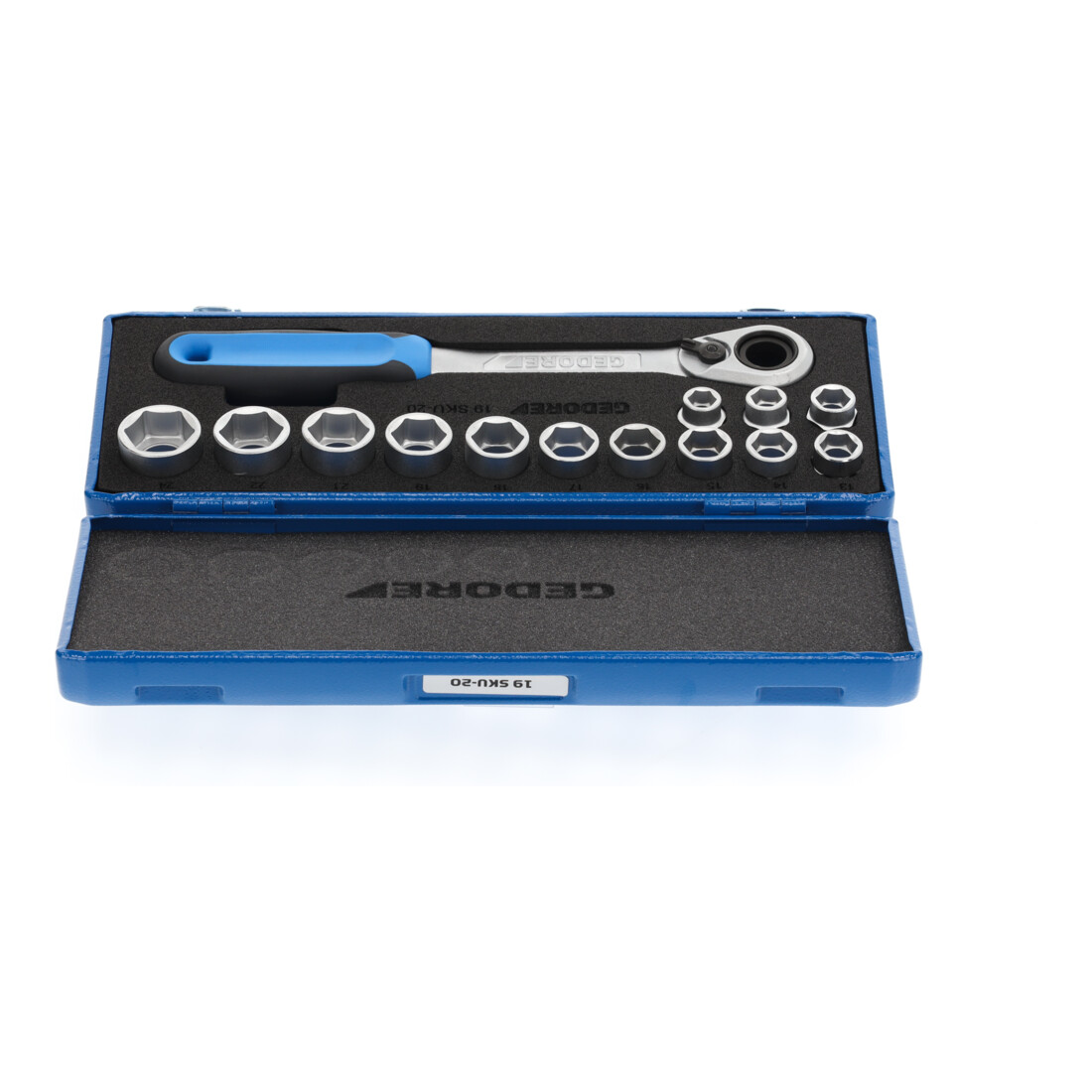 Gedore Steckschlüsselsatz, Set 14-teilig, 6-kant, 1/2 Zoll, 10-24mm, Werkzeug, Nüsse Knarre, für KFZ, 19 SKU 20