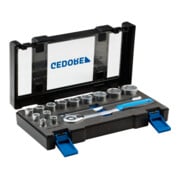 Gedore Steckschlüsselsatz, Set 15-teilig, 1/2 Zoll, Werkzeug, Nüsse Knarre Bits, für KFZ, 19 DMU 20, Blau-4
