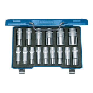 Gedore Steckschlüsselsatz, Set 15tlg, Doppel 6-kant, 1/2 Zoll, 10-24mm, Werkzeug, Knarre Umschalthebel, für KFZ, D19 KMU-20