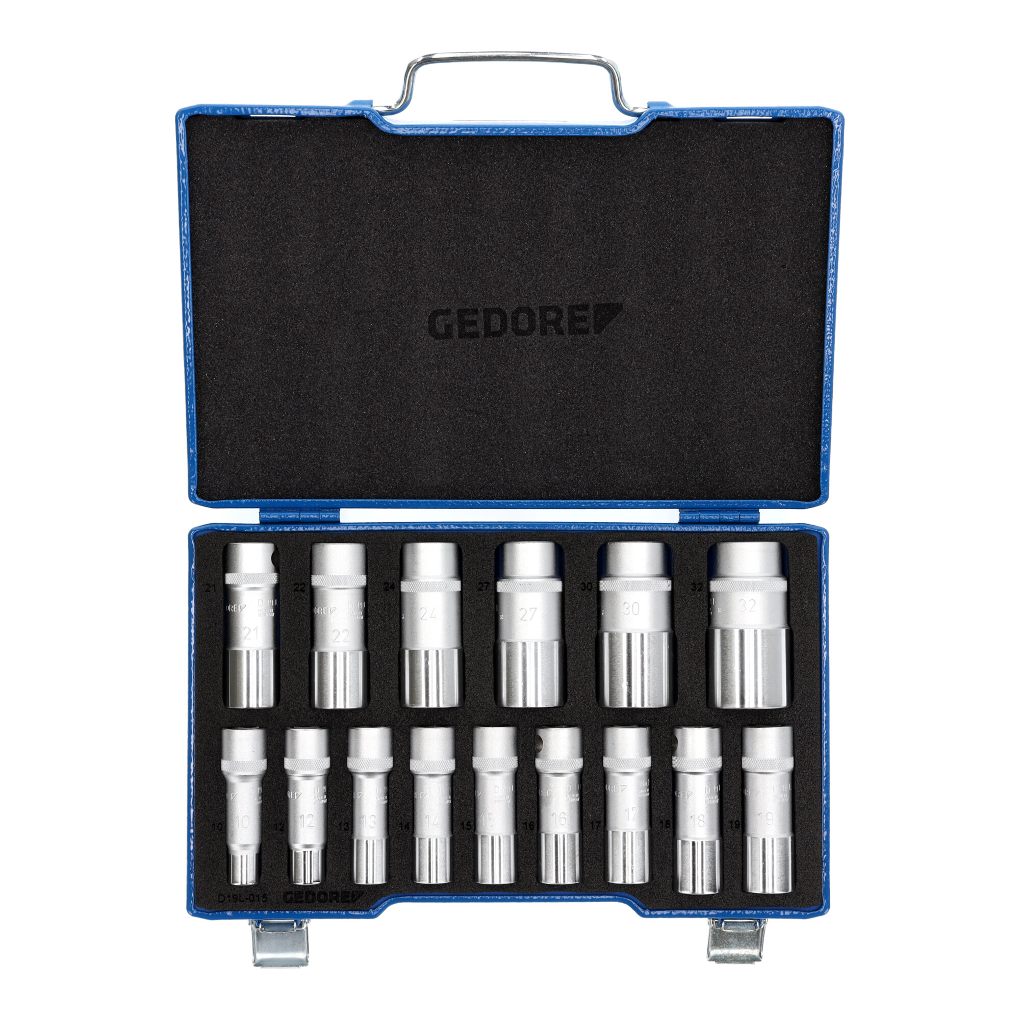 Gedore D19 KMU-20 Steckschlüsselsatz, Set 15tlg, Doppel 6-kant, 1/2 Zoll, 10-24mm, für KFZ, 2190214