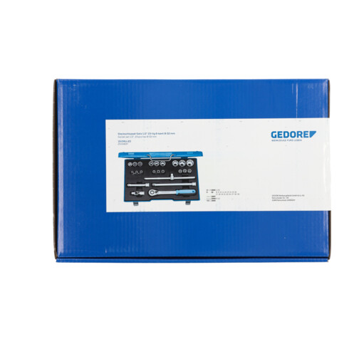 Gedore Steckschlüsselsatz, Set 23-teilig, 6-kant, 1/2 Zoll, 8-32mm, Werkzeug, Nüsse Knarre, für KFZ, 19 EMU 20