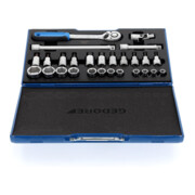 Gedore Steckschlüsselsatz, Set 27-teilig, 6-kant, 1/2 Zoll, 10-32mm, Werkzeug, Nüsse Knarre, für KFZ, 19 IMU 10-5