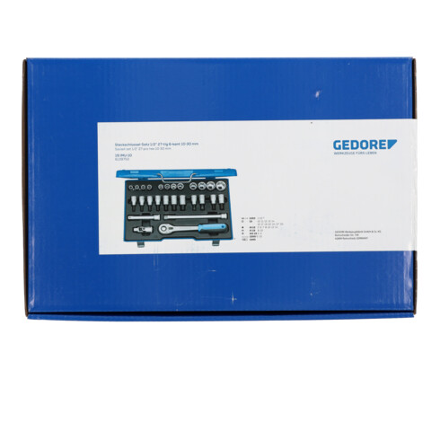 Gedore Steckschlüsselsatz, Set 27-teilig, 6-kant, 1/2 Zoll, 10-32mm, Werkzeug, Nüsse Knarre, für KFZ, 19 IMU 10