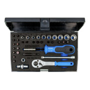 Gedore Steckschlüsselsatz, Set 40tlg, 12-kant, 1/4 Zoll, 4-13mm, Werkzeug, Knarre Umschalthebel Bits, für KFZ, D20 TMU 10-1