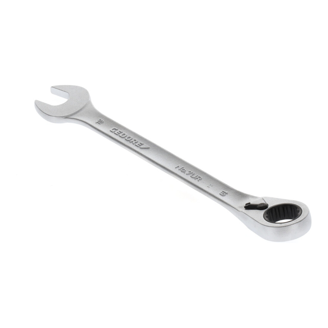 Gedore steeksleutel met ringratel, omkeerbaar, SW 19 mm, haaks, 12-kant, UD profiel, sleutel, 7 UR 19