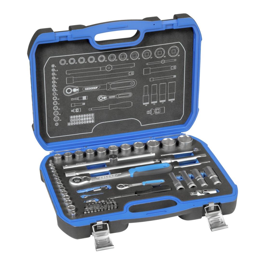 Gedore Steeksleutelset 19 BMC 20 69 delig 1/4+1/2 inch SW 4-32mm Z.60/40 6KT