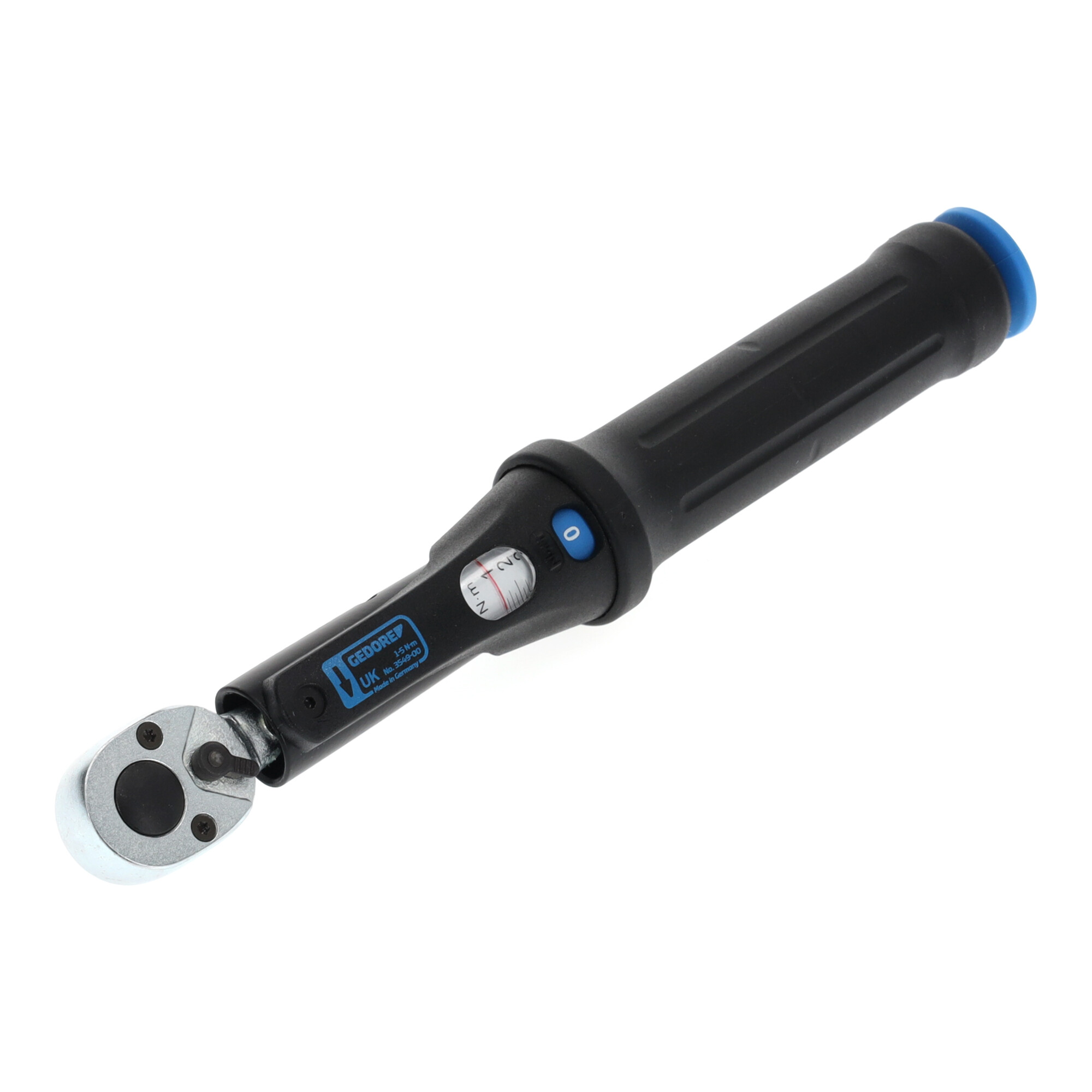 Gedore Torcoflex Drehmomentschlüssel, 1/4 Zoll, 1-5 Nm, Mit Hebel-Umschaltknarre, Stahlrohr, Schwarz/Blau