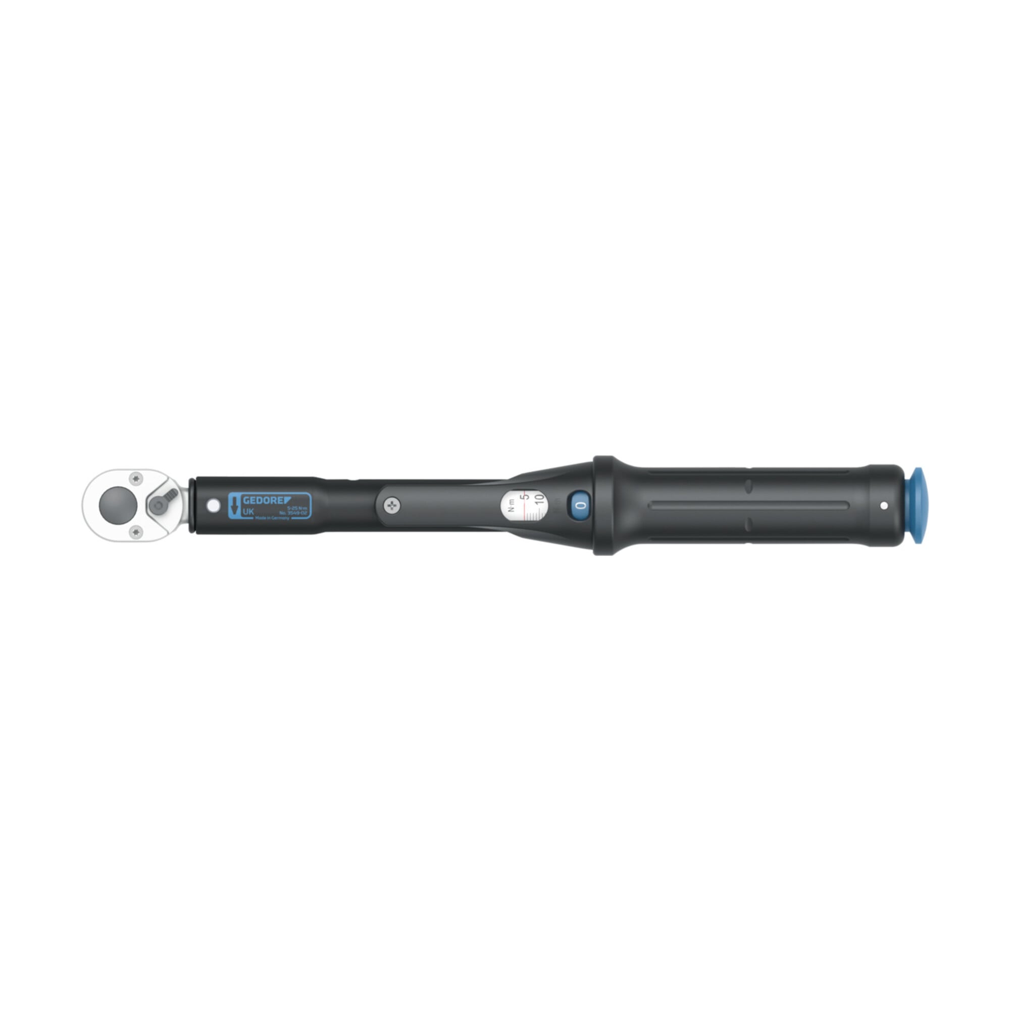 Gedore Torcoflex Drehmomentschlüssel, 1/4 Zoll, 5-25 Nm, Mit Hebel-Umschaltknarre, Stahlrohr, Schwarz/Blau