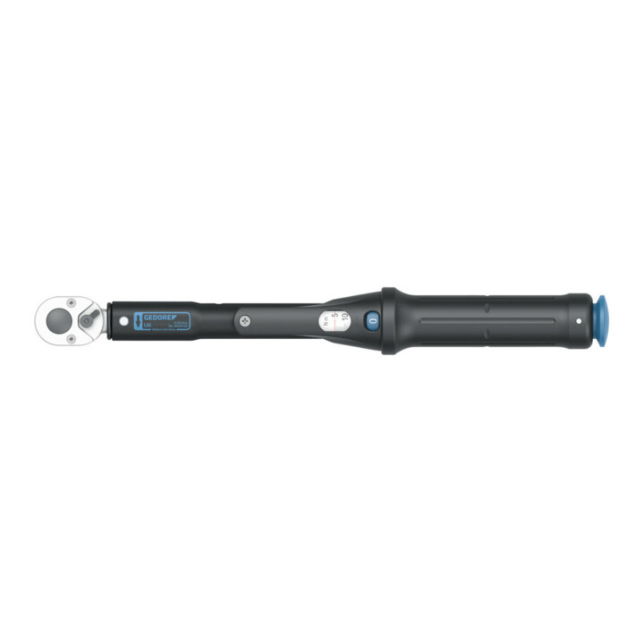Gedore Torcoflex Drehmomentschlüssel, 1/4 Zoll, 5-25 Nm, Mit Hebel-Umschaltknarre, Stahlrohr, Schwarz/Blau