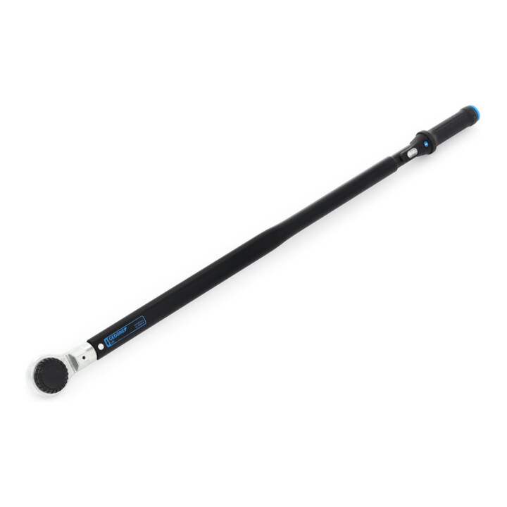 Gedore Torcoflex Drehmomentschlüssel, 3/4 Zoll, 110-550 Nm, Pilzkopf-Umsteckvierkant mit Kugelsicherung, Stahlrohr, Schwarz/Blau