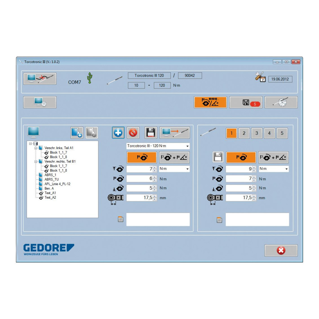 Gedore TT3KH 120 Elektr. Drehmomentschlüssel TorcoTronic III 1/2" SE 9x12 Highline
