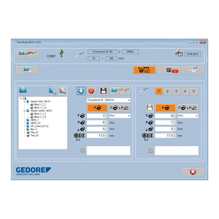 Gedore TT3KH 120 Elektr. Drehmomentschlüssel TorcoTronic III 1/2" SE 9x12 Highline