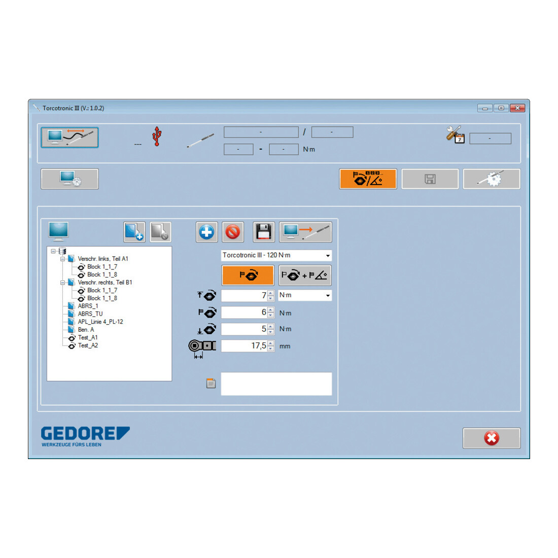 Gedore TT3KH 120 Elektr. Drehmomentschlüssel TorcoTronic III 1/2" SE 9x12 Highline