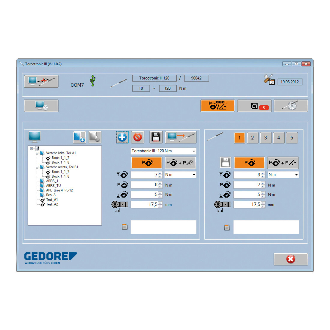 Gedore TT3KH 120 Elektr. Drehmomentschlüssel TorcoTronic III 1/2" SE 9x12 Highline