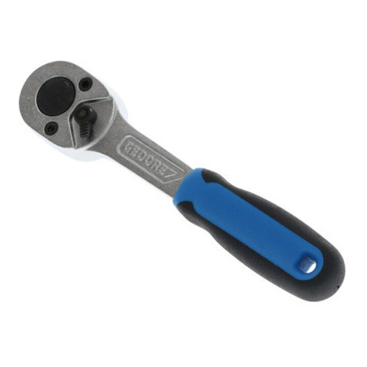 Gedore Umschaltknarre, für 1/4 Zoll, 6,3 mm Antrieb, 15° Rückschwenkwinkel, 129 mm lang, 2K-Griff, 2093 U-10