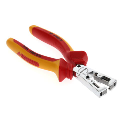 Gedore VDE Abisolierzange, einstellbar für Drähte von 0,5 bis 5,0 mm², ölgehärteter Sondervergütungsstahl, VDE 8099-160 H