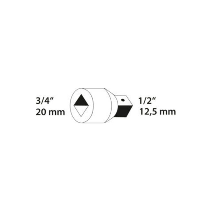Gedore verloopstuk 3/4" naar 1/2", verchroomd