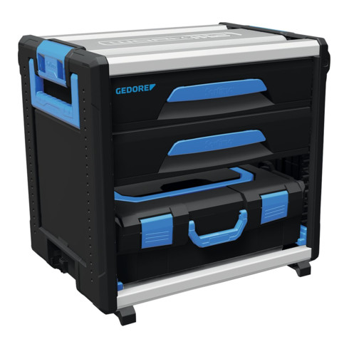 Gedore Werkzeugbox WorkMo B2, 2 Schubladen, 1 Fach, Plastik/Alu, mit Zubehör abschließbar, leer, Werkzeug-Mobil 1110 WM-221