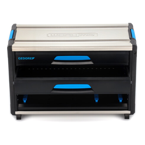 Gedore Werkzeugbox WorkMo B2, 2 Schubladen, 1 Fach, Plastik/Alu, mit Zubehör abschließbar, leer, Werkzeug-Mobil 1110 WM-321