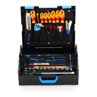 Gedore Werkzeugkoffer L-BOXX 136, Set 58-teilig, gefüllt, Werkzeug für Hand- und Heimwerker, im Kunststoffkoffer, 1100-01