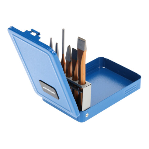 Gedore Werkzeugsatz, Set 6-teilig, gefüllt, in Metallkassette, Meißel, Körner, Treiber, Werkzeug 106 D