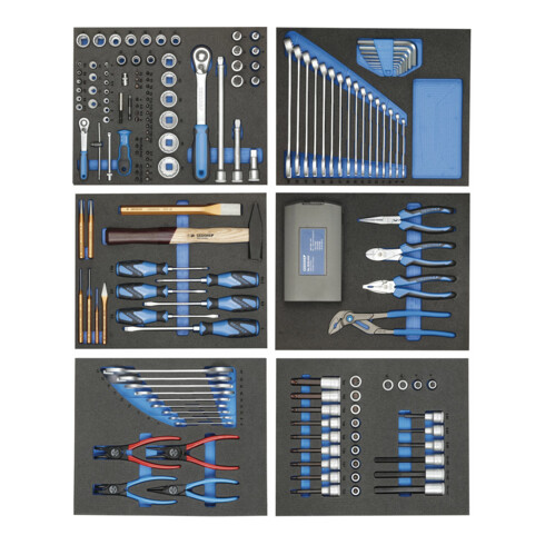 Gedore TS-190 Werkzeugsortiment in Check-Tool-Modulen, 190-teilig