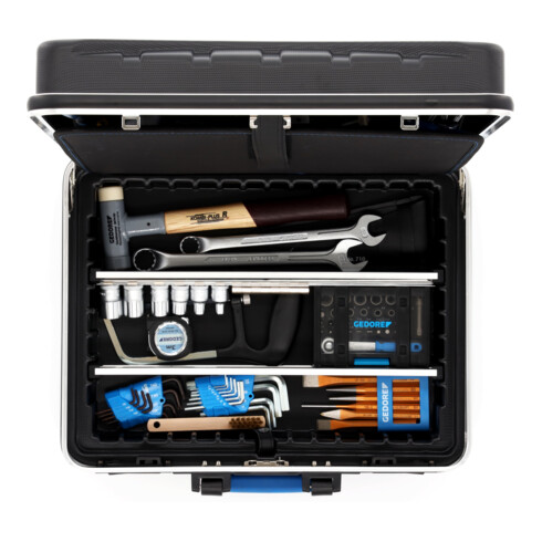 Gedore Werkzeugsortiment, Set 100-teilig, gefüllt, Profi, Werkzeug, für KFZ-Industrie, im Kunststoff-Koffer, 1041-002