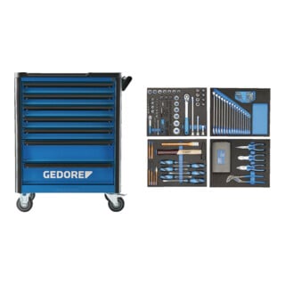 Gedore Werkzeugwagen workster highline mit 147-teilig Werkzeugsortiment