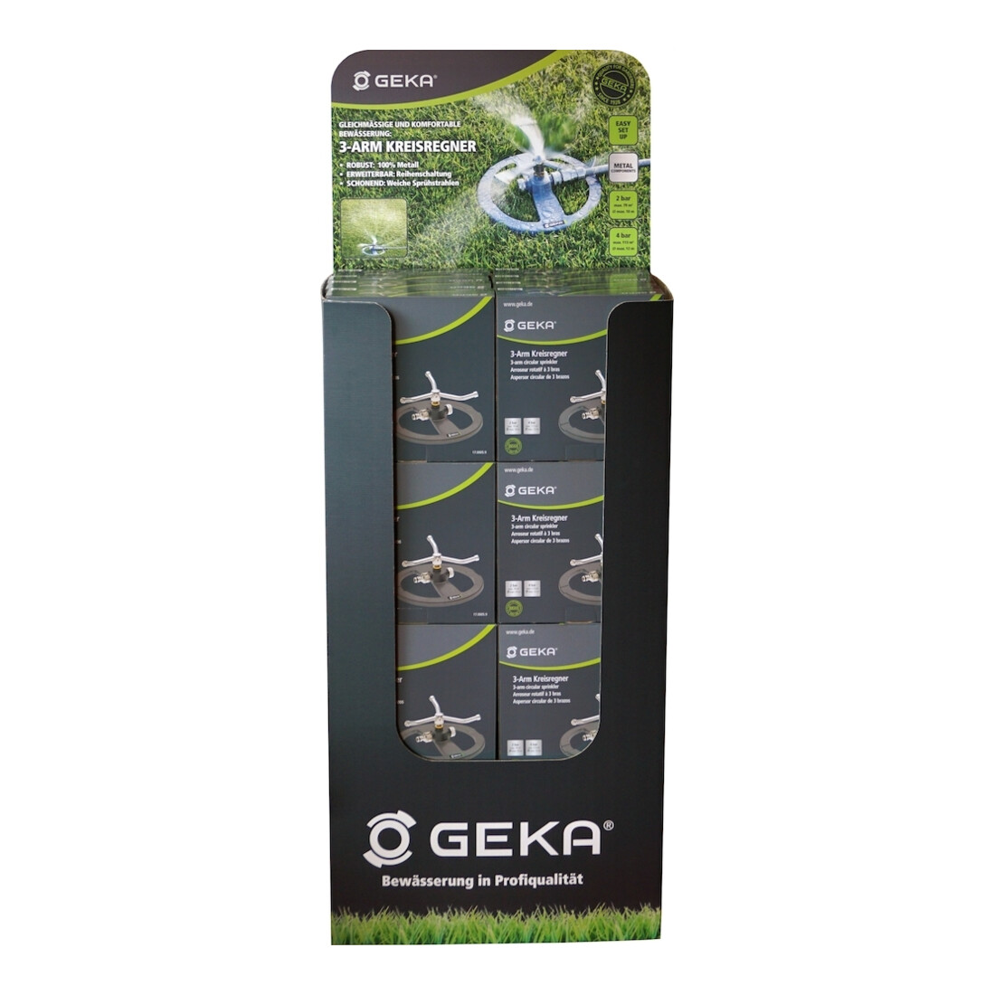 GEKA Arroseur circulaire 3 bras en présentoir 24 x 17.0005.9