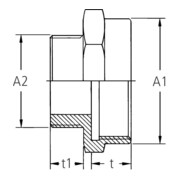 GEKA Gewindenippel MS 6kt., IG G1/2xAG G3/4,SB-4