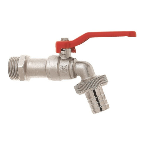 GEKA Kugelauslaufventil L,MS vn.Griff rot,3/4",SB mit rotem Griff