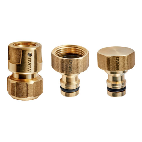 GEKA plus - Kit de base KTW G3/4", 1/2", bouchon, MS, laiton, 1xG3/4", 2x1/2
