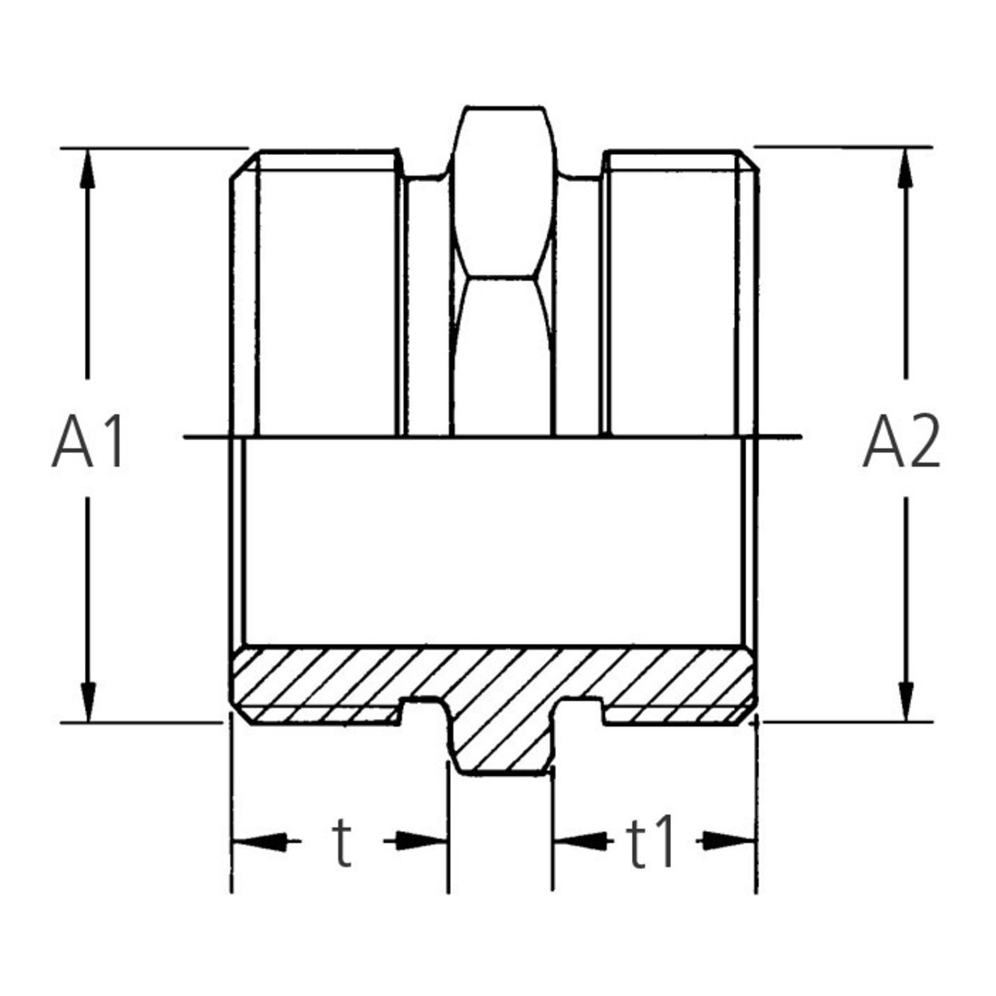 GEKA® Gewindenippel MS 6kt., 2xAG G3/4",SB