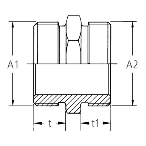 GEKA® Gewindenippel MS 6kt., AG G3/4"xG, 1",SB