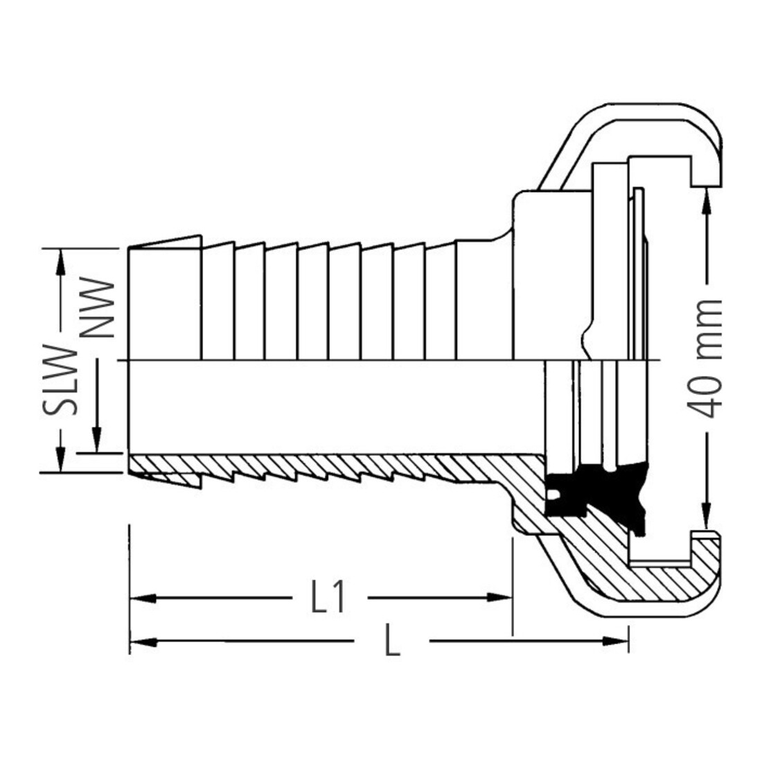 GEKA® plus-Schlauchstück KS, 1", 25mm