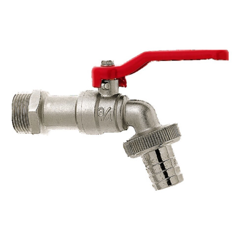 GEKA Robinet à bille sortie L, MS, avec poignée rouge, 3/4", SB