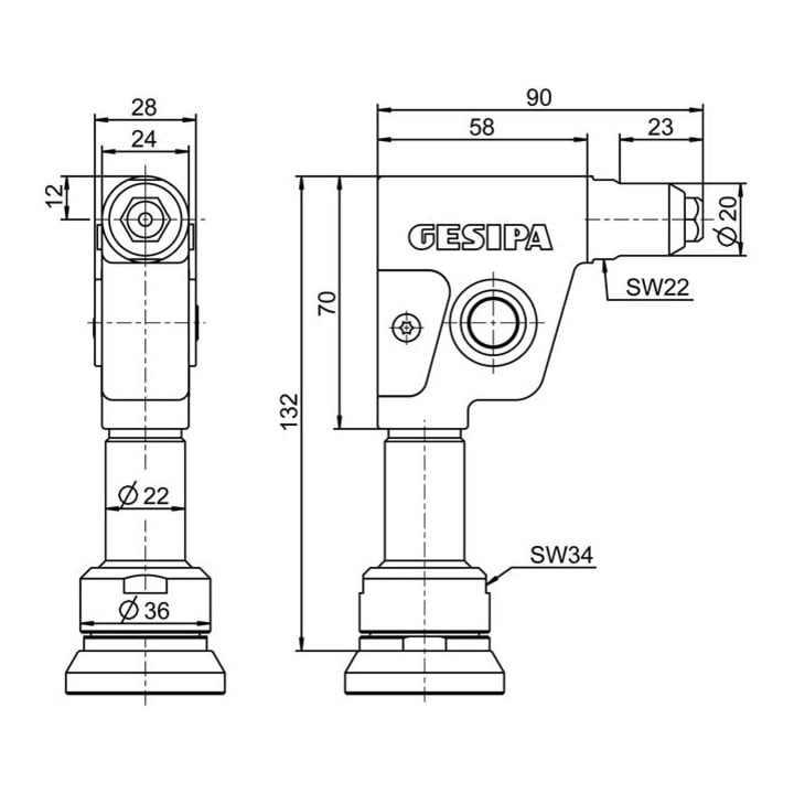 Gesipa 90° tête d'angle compacte pour appareils Bird