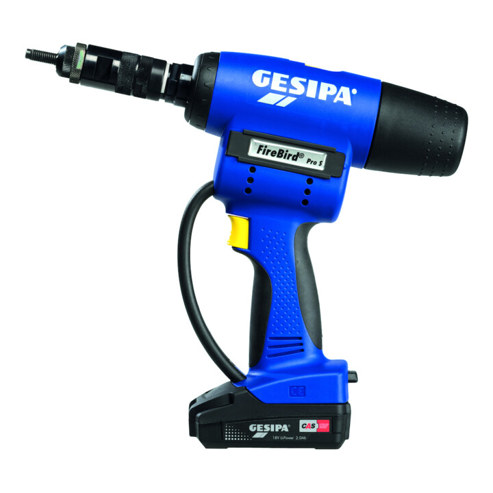 Gesipa Akku-Blindnietmuttern-Setzgerät FireBird Pro S Gold Edition mit 1 Li-Ion Akku 18V - 2,0 Ah / Ladegerät in L-Boxx