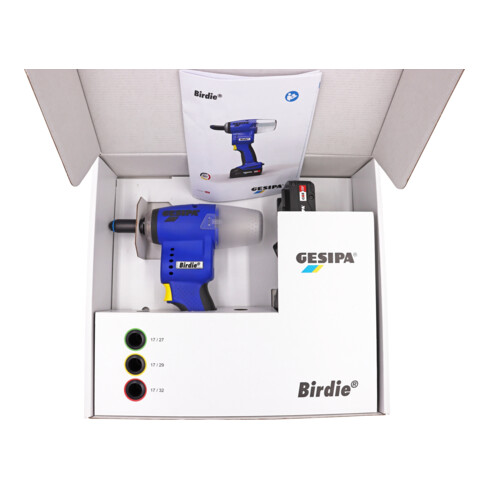 Gesipa Akku-Blindnietsetzgerät Birdie mit 2x Akku 2,0 Ah und 1x Ladegerät im Karton