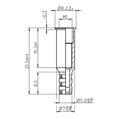 Gesipa blindklinkmoeren staal kleine kop M5 x 7 x 26 met slangaansluiting