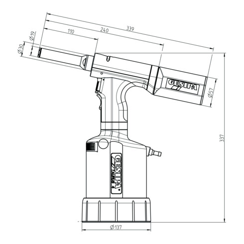 Gesipa blindklinknagelzetter TAURUS 4 voor slotbouten 6,4 mm Magna-Grip®