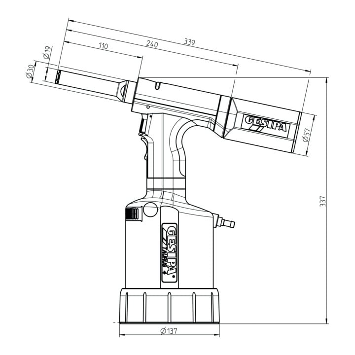 Gesipa Blindniet-Setzgerät TAURUS 4 für Schliessringbolzen 6,4 mm Magna-Grip®