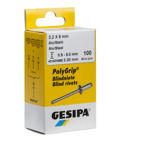 Gesipa Blindniete Mini-Pack Stahl/Stahl 3 x 12