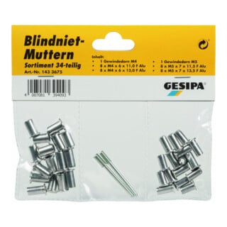 Gesipa Blindnietmuttern-Sortiment (34-teilig)