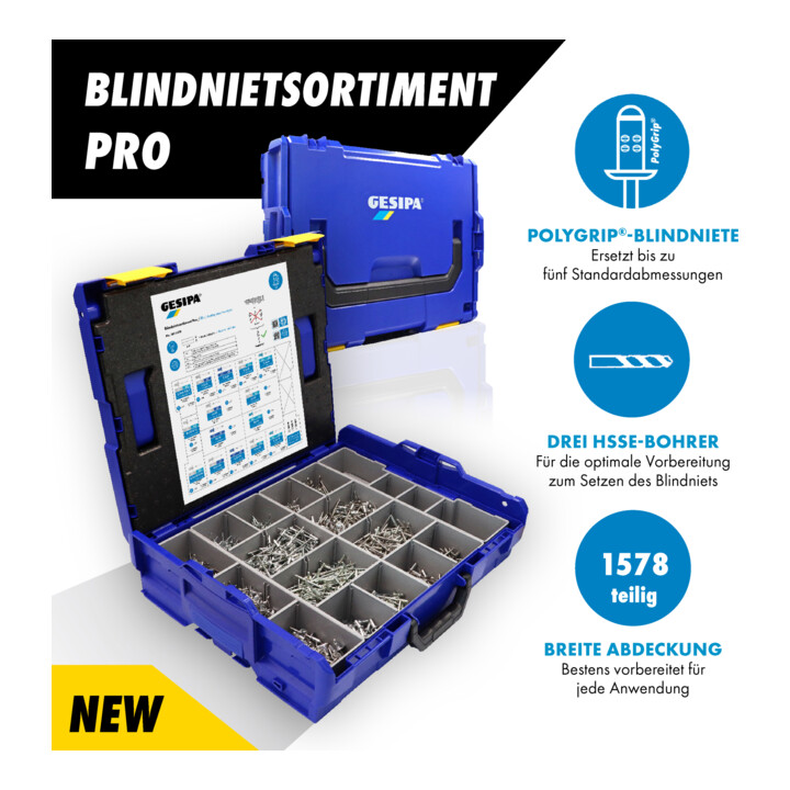 Gesipa Blindnietsortiment Pro in L-Boxx, 1578 teilig