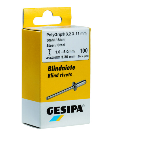 Gesipa Mini Pack PolyGrip, alluminio/acciaio 3,2x11