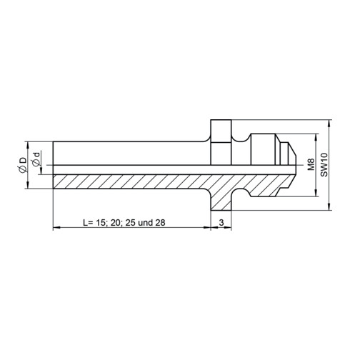 Pièce de rechange Gesipa embout 10/32 longueur spéciale