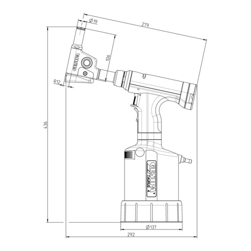 Gesipa Schliessringbolzen-Setzgerät TAURUS 4 Winkelkopf compact 90° für C6L 6,4