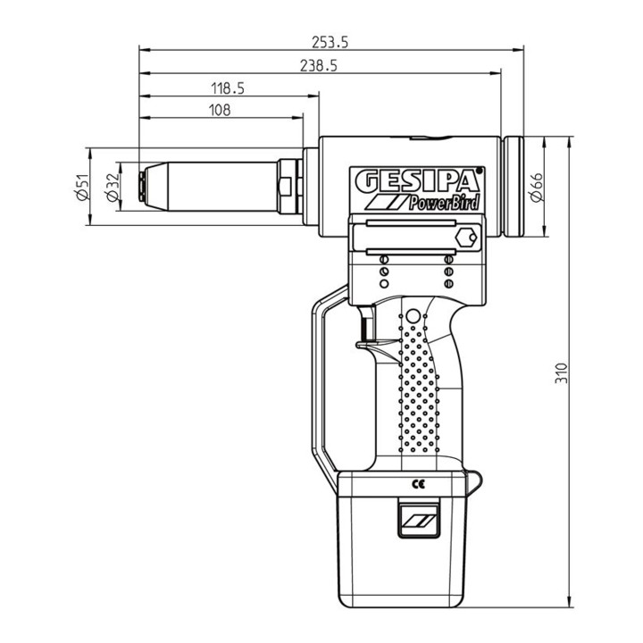 Gesipa slotboutinsteker PowerBird voor 6,4 mm C6L®*